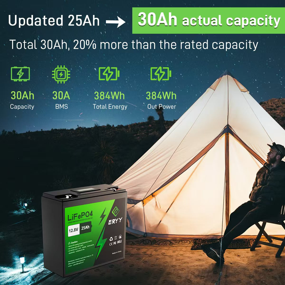 ERYY 12V 25AH LiFePO4 Battery