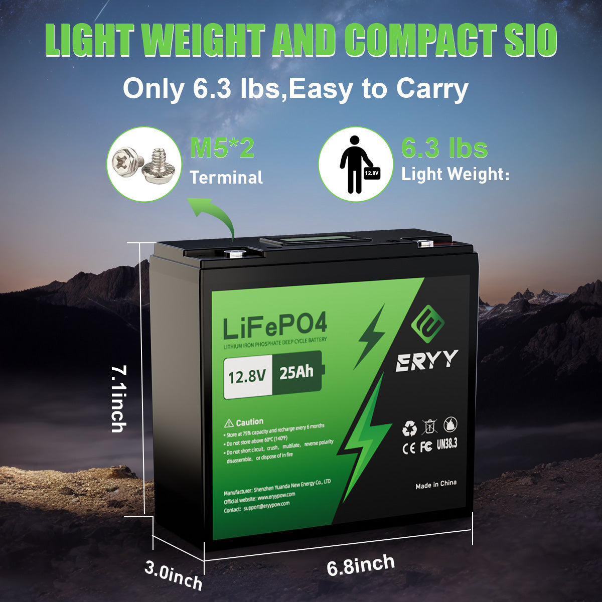ERYY 12V 25AH LiFePO4 Battery