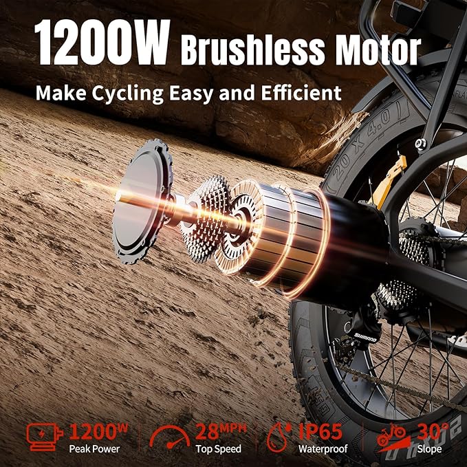 ERYY Carbon Fiber Electric Bicycle 1200W 48V 22.5AH
